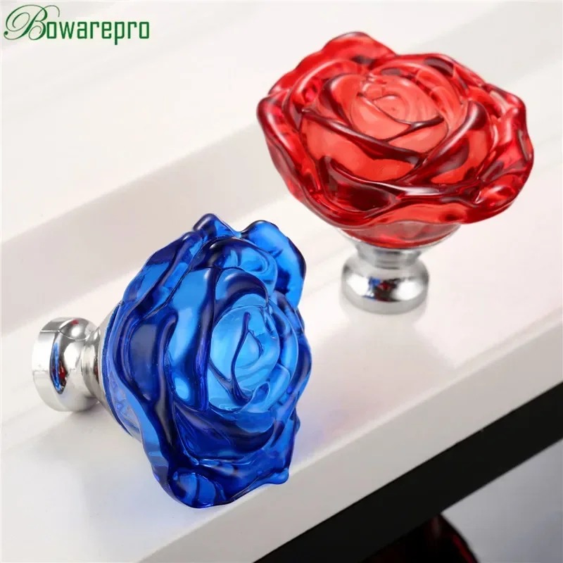 Furniture Hardware Jig - bowarepro 50MM Crystal Rose Glass Handle